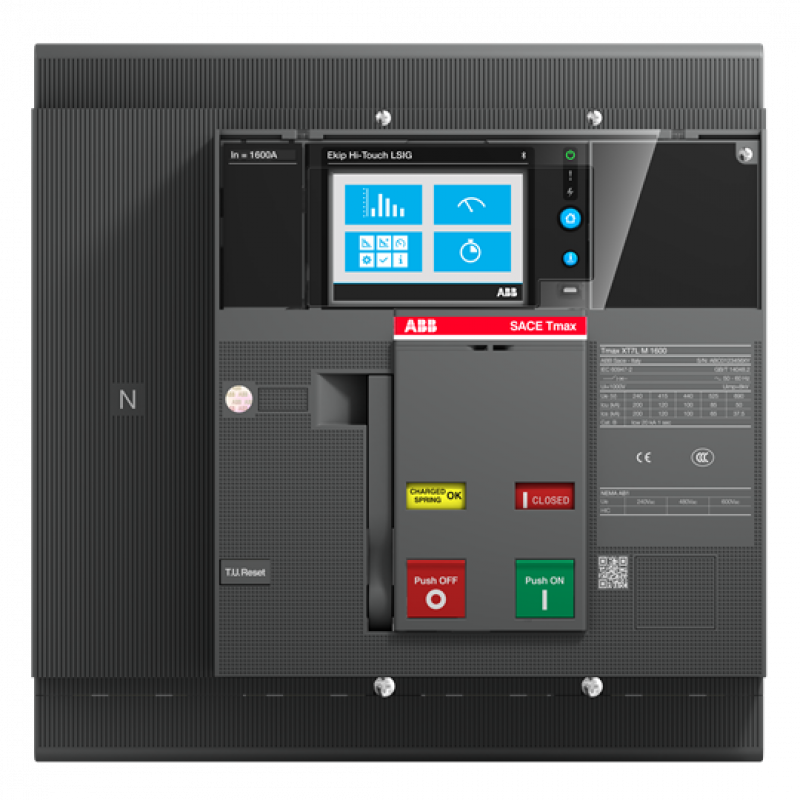 ABB XT7L M 1000 EkipG TouchLSIG 1000 4pFF UL Kompaktleistungsschalter Generatorschutz Tmax XT7M mit vorderseitigen Anschlüssen, 4polig
