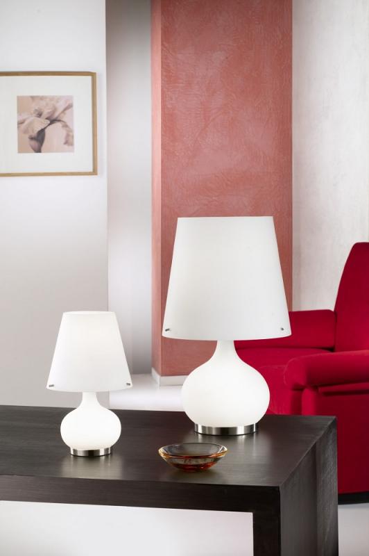 Ade Tischleuchte Weiss Schirm und Fuß separat schaltbar Fabas Luce
