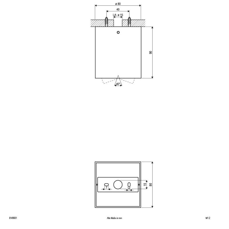 EVN Quadratischer Deckenstrahler schwenkbar weiß