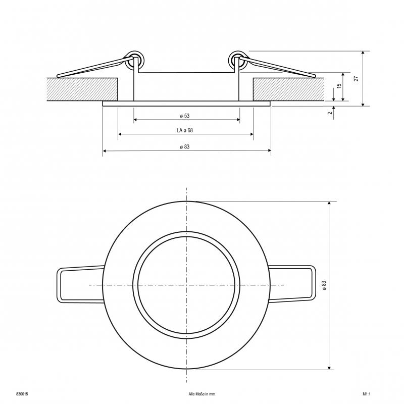 EVN 830015 Deckeneinbauleuchte Chrom rund schwenkbar• Einbaudurchmesser: 68 mm