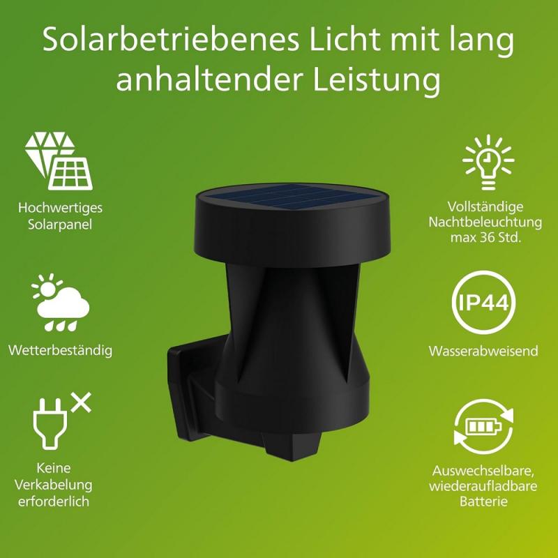 Philips LED-Solarwandleuchte AVERY 2700K IP44