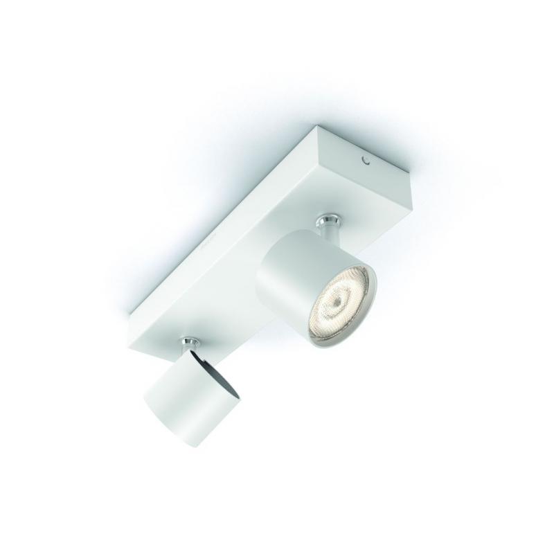Weißer Philips myLiving 2-flammiger LED Spot Star mit WarmGlow dimmbar warmweißes Licht