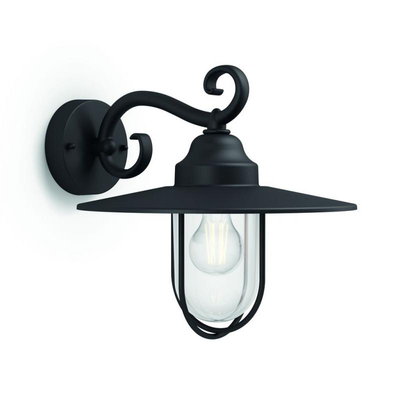 Philips myGarden Pasture Wandleuchte 1-flammig E27 max. 60W schwarz IP44 Vintage Look