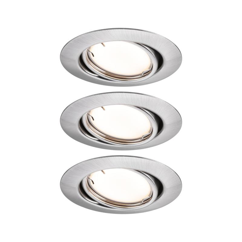 Paulmann 92464 LED Einbauleuchte Smart Home Zigbee Base Coin Basisset schwenkbar rund 90mm 20° 3x4,9W 3x430lm 230V dimmbar 3000K Eisen gebürstet