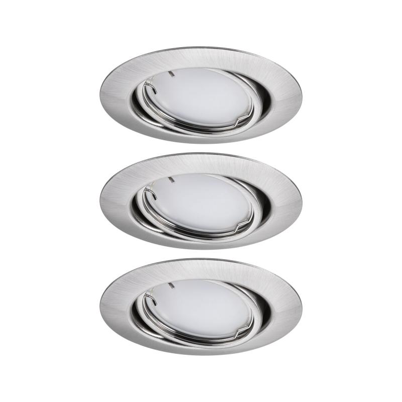 Paulmann 92467 LED Einbauleuchte Smart Home Zigbee Base Coin Basisset schwenkbar rund 90mm 20° dimmbar RGBW+ Eisen gebürstet
