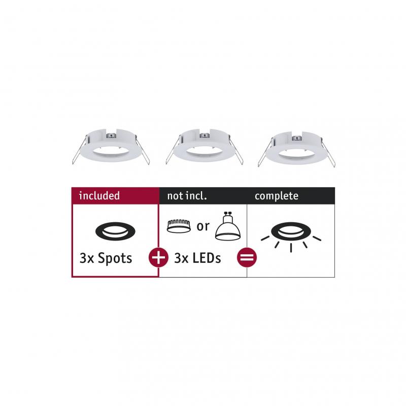 Paulmann 92480 EBL Choose 3er Spot starr max 3x10W 230V 51mm Weiß matt Alu