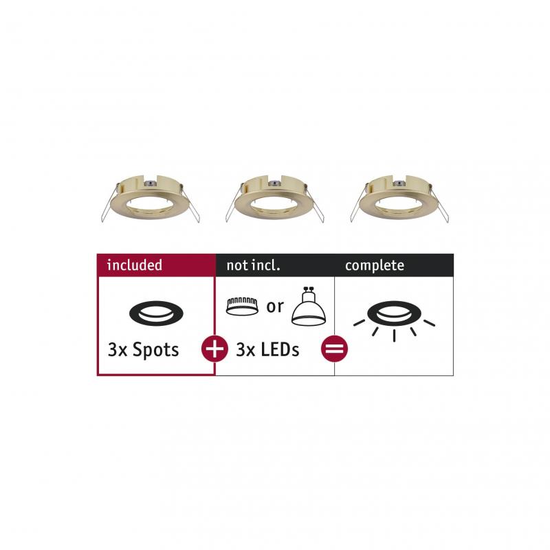Paulmann 92483 EBL Choose 3er Spot starr max 3x10W 230V 51mm Messing geb Alu