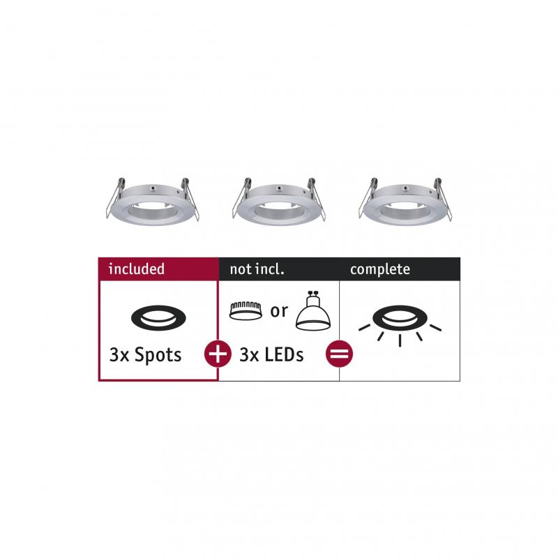 Paulmann 92484 EBL Choose 3er Spot starr max 3x10W 230V 51mm Alu gedreht Alu