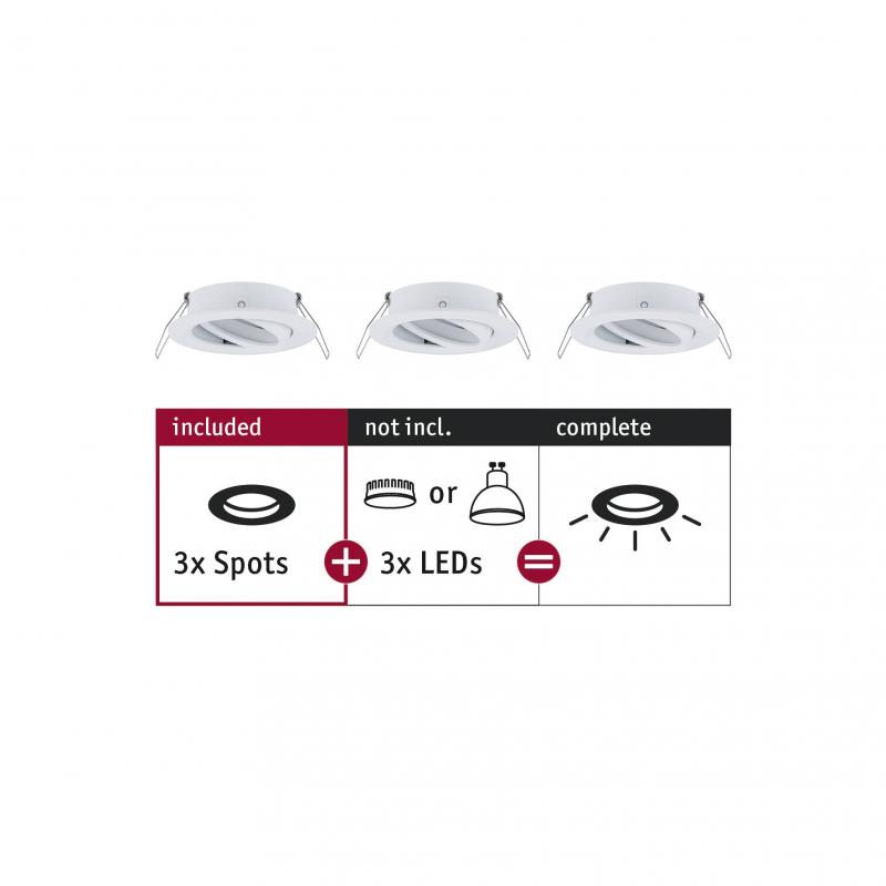 Paulmann 92486 EBL Choose 3er Spot schwenkbar max 3x10W 230V 51mm Weiß matt Alu