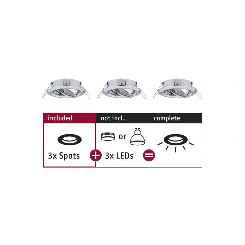 Paulmann 92488 EBL Choose 3er Spot schwenkbar max 3x10W 230V 51mm Chrom Alu