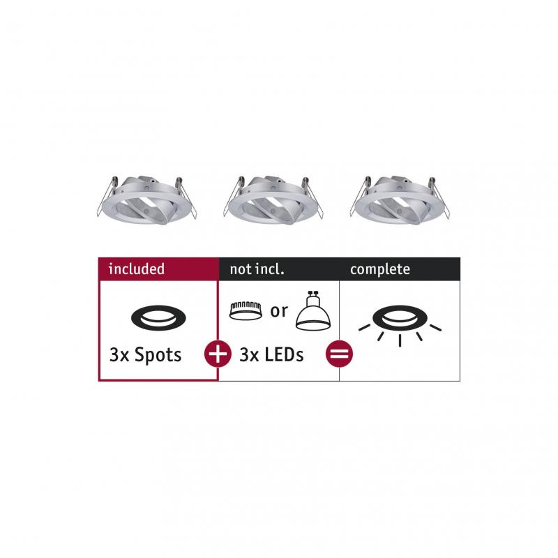Paulmann 92490 EBL Choose 3er Spot schwenkbar max 3x10W 230V 51mm Alu gedr Alu