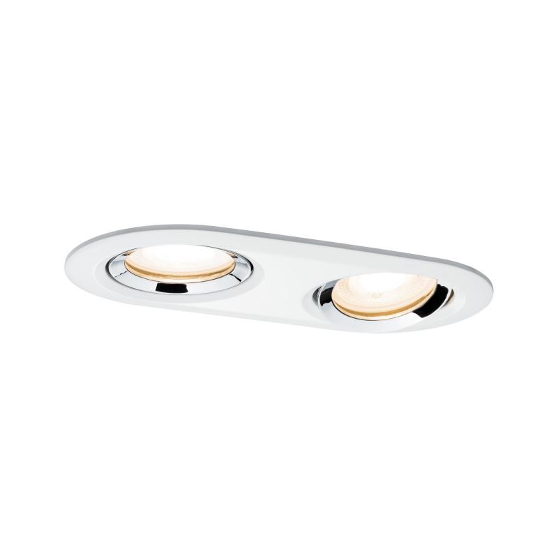 Aktion: Nur noch angezeigter Bestand verfügbar - Paulmann 92901 Einbauleuchte Set Nova Plus IP65 schwb oval LED 1x 2x7W GU10 Weiß m-Chrom