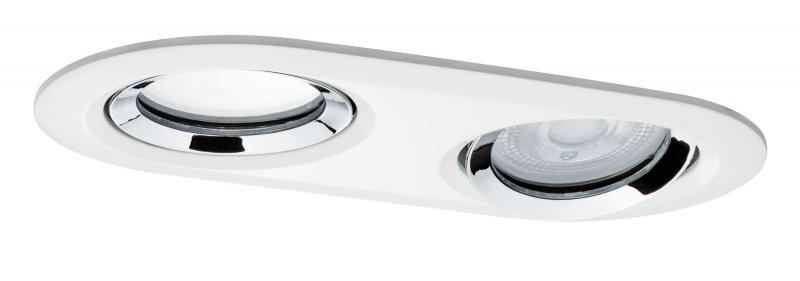 Aktion: Nur noch angezeigter Bestand verfügbar - Paulmann 92901 Einbauleuchte Set Nova Plus IP65 schwb oval LED 1x 2x7W GU10 Weiß m-Chrom