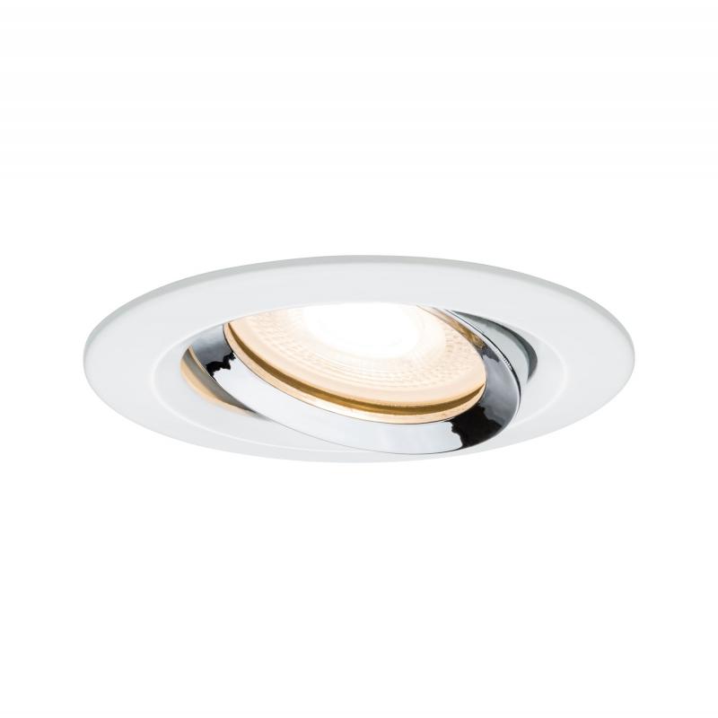 Paulmann 92903 Einbauleuchte Set Nova Plus IP65 schwenkbar LED 1x 7W GU10 Weiß matt-Chrom/Alu Zi