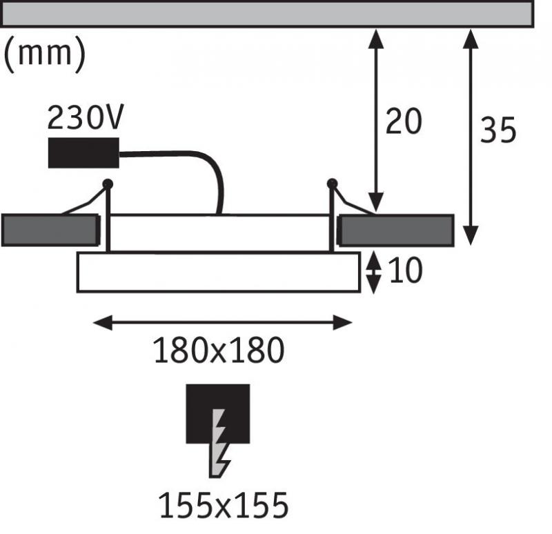 Paulmann 92939 Einbauleuchte Set Panel Areo eckig dim IP44 12W 3000K 180x180mm Nickel