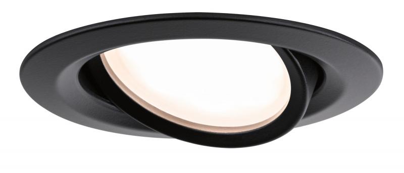 Paulmann 93080 LED Einbauleuchte Nova Plus Coin Basisset modern schwenkbar rund 84mm 50° Coin 6W dimmbar warmweiß Schwarz matt