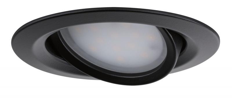 Paulmann 93080 LED Einbauleuchte Nova Plus Coin Basisset modern schwenkbar rund 84mm 50° Coin 6W dimmbar warmweiß Schwarz matt