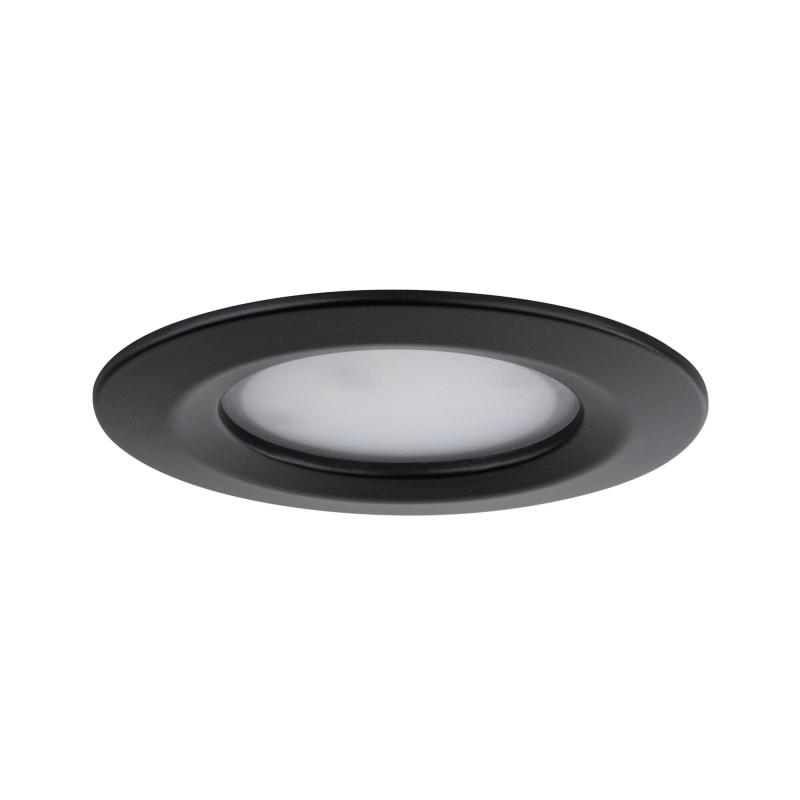 Paulmann 93081 LED Einbauleuchte Nova Plus Coin Basisset modern starr Spritzwasser geschützt rund 78mm Coin 6W 230V dimmbar warmweiß Schwarz matt