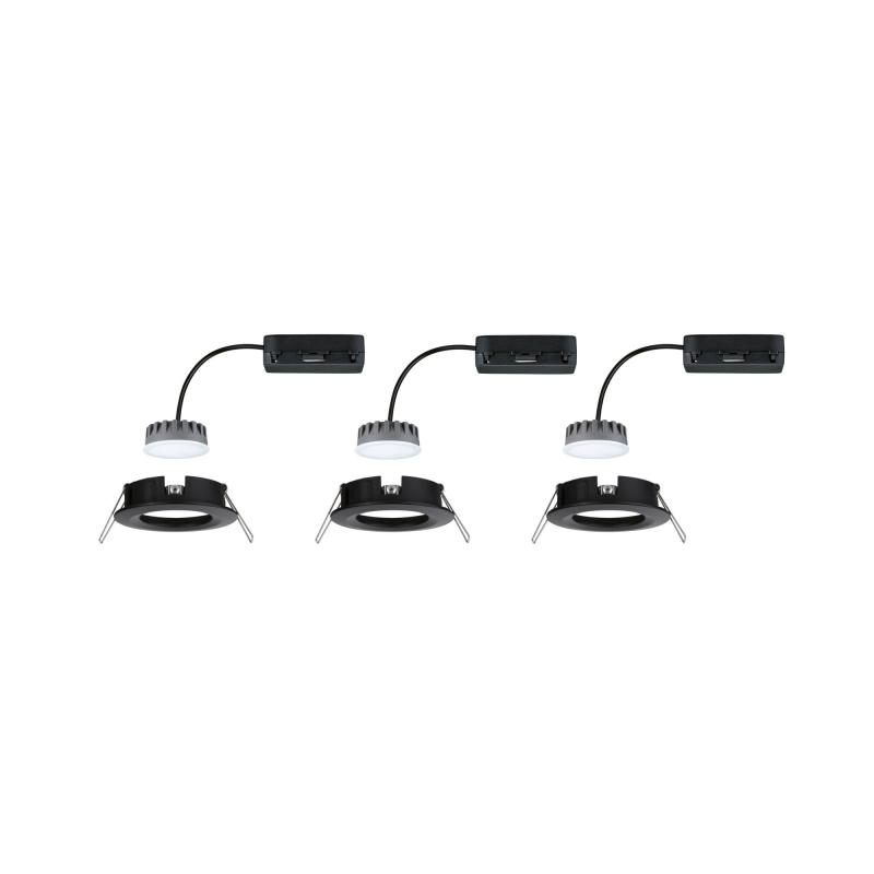 Paulmann 93081 LED Einbauleuchte Nova Plus Coin Basisset modern starr Spritzwasser geschützt rund 78mm Coin 6W 230V dimmbar warmweiß Schwarz matt