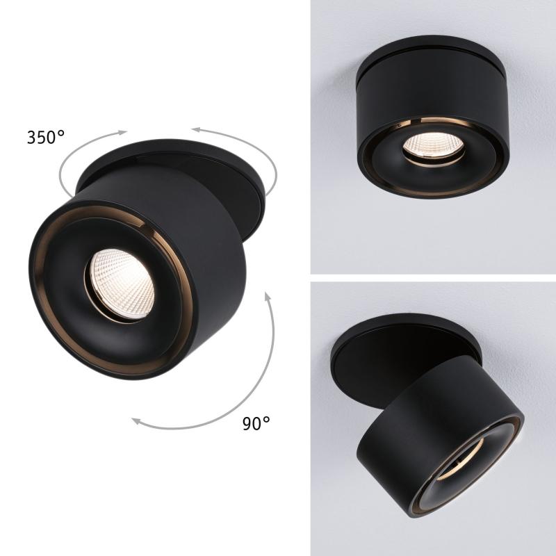 Industrielook Einbauleuchten Strahler schwenkbar Spircle 8W 36° 3000K 230/40V Schwarz matt/Alu Paulmann 93370