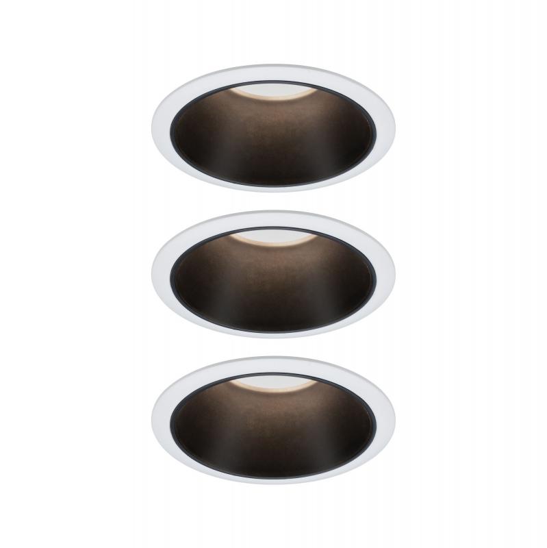 Paulmann 93402 Einbauleuchte Set Cole Coin 3StepDim rd starr LED 3x6.5W 2700K weiß/schwarz