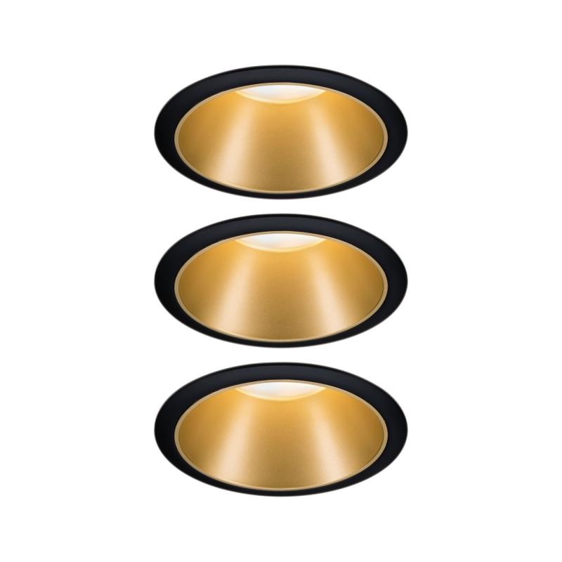 Paulmann 93404 Einbauleuchte Set Cole Coin 3StepDim rd starr LED 3x6.5W 2700K schwarz/gold