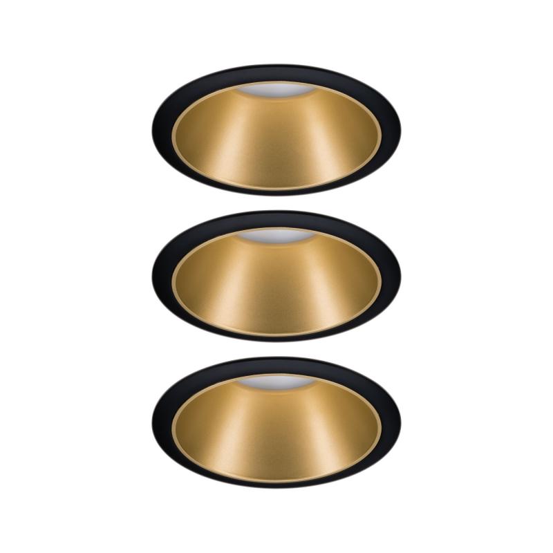 Paulmann 93404 Einbauleuchte Set Cole Coin 3StepDim rd starr LED 3x6.5W 2700K schwarz/gold