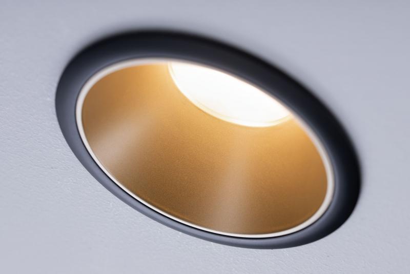 Paulmann 93404 Einbauleuchte Set Cole Coin 3StepDim rd starr LED 3x6.5W 2700K schwarz/gold