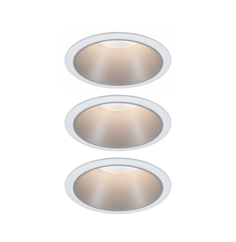 Paulmann 93410 Einbauleuchte Set Cole Coin 3StepDim rd starr LED 3x6.5W 2700K weiß/silber
