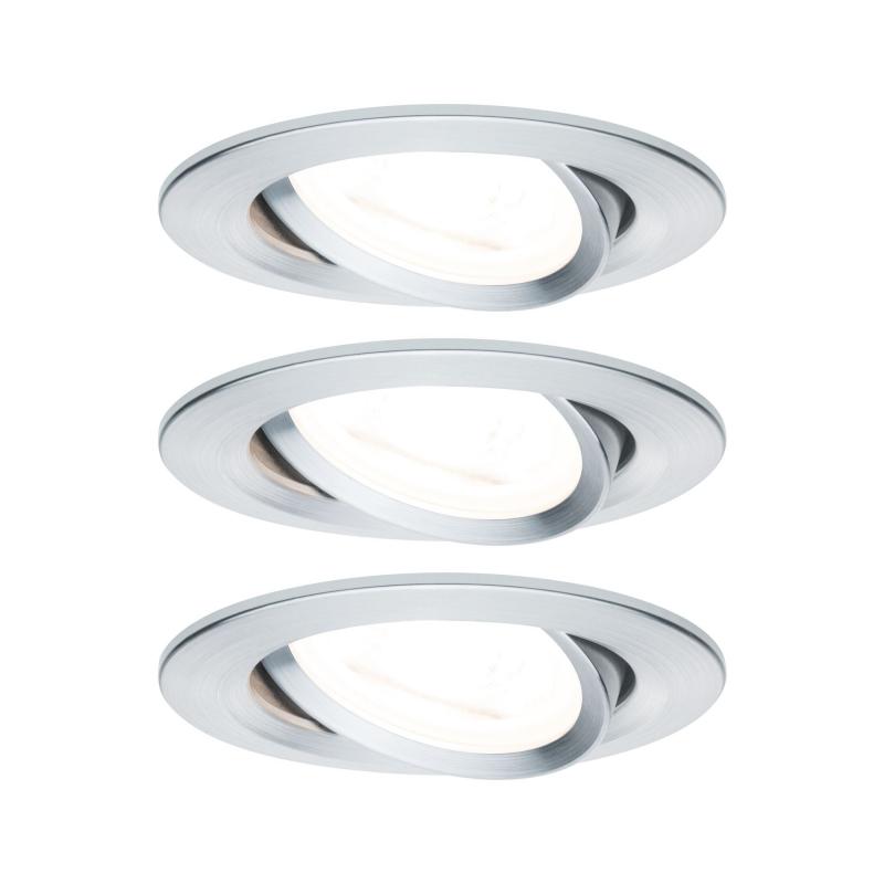 Paulmann 93433 Einbauleuchte Set Nova rund schwenkbar LED 3x6.5W 2700K GU10 Alu