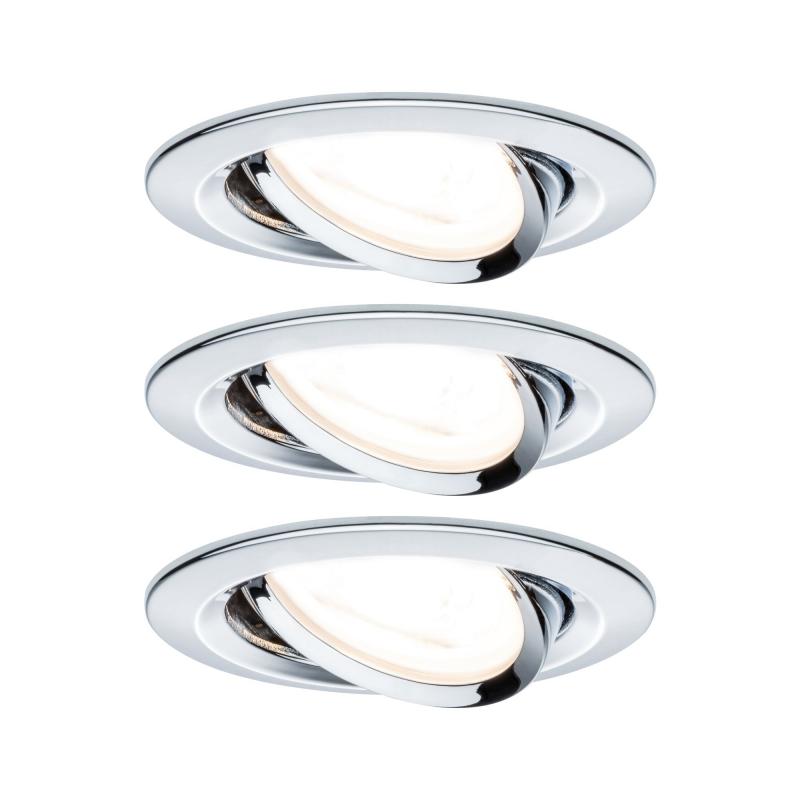 Paulmann 93434 Einbauleuchte Set Nova rund schwenkbar LED 3x6.5W 2700K GU10 Chrom