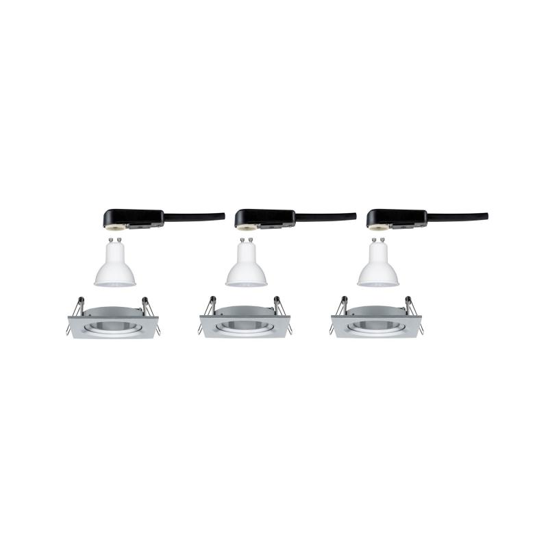 Paulmann 93438 Einbauleuchte Set Nova eckig schwenkbar LED 3x6.5W 2700K GU10 Alu