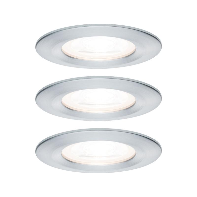 Paulmann 93444 Einbauleuchte Set Nova rund starr LED IP44 3x6.5W 2700K GU10 Alu