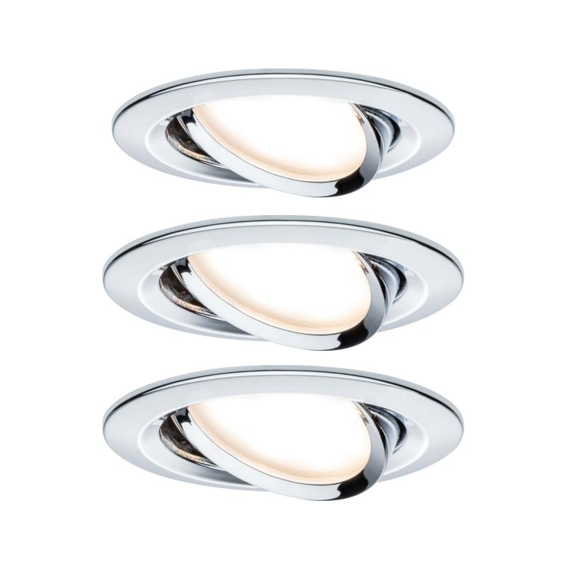 Paulmann 93452 Einbauleuchte Set Nova Coin rund schwenkbar LED 3x6.5W 2700K Chrom/Alu