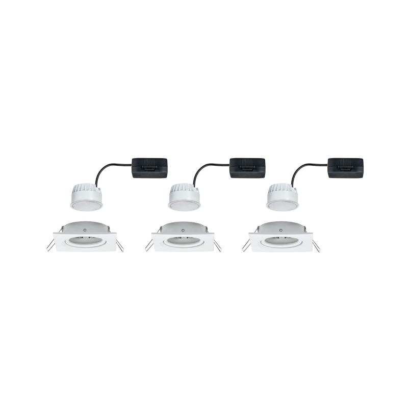 Paulmann 93454 Einbauleuchte Set Nova Coin eckig schwenkbar LED 3x6.5W 2700K Weiß/Alu