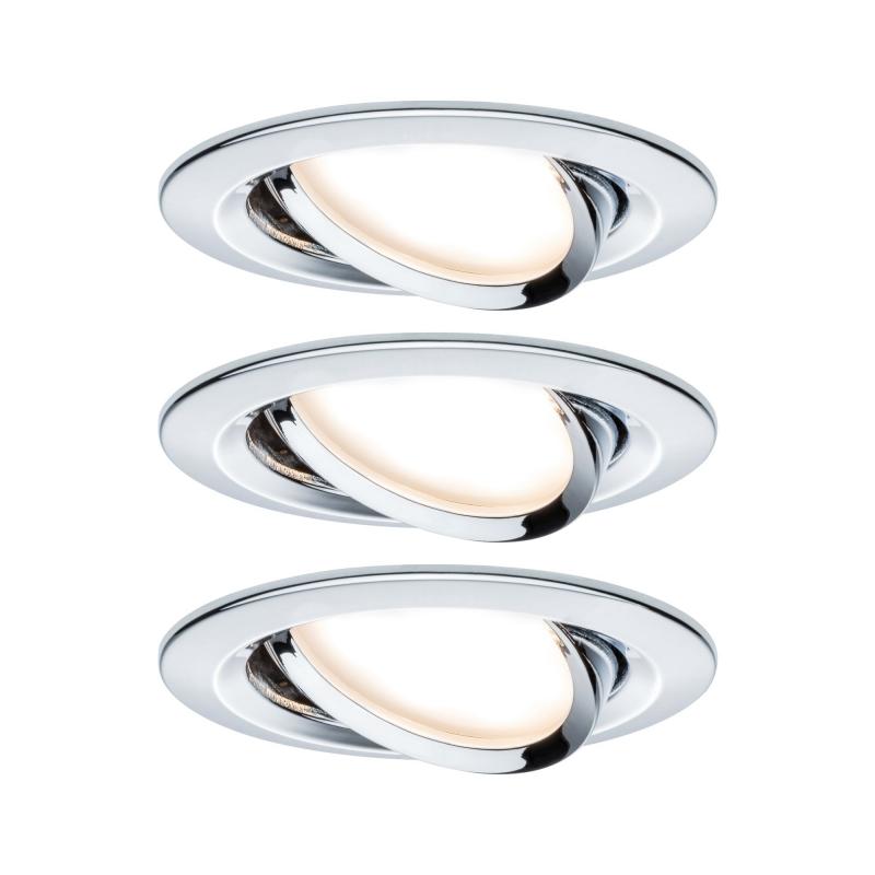 Paulmann 93470 Einbauleuchte Set Nova rd schw LED 3stepdim 3x6.5W GU10 Chrom/Alu