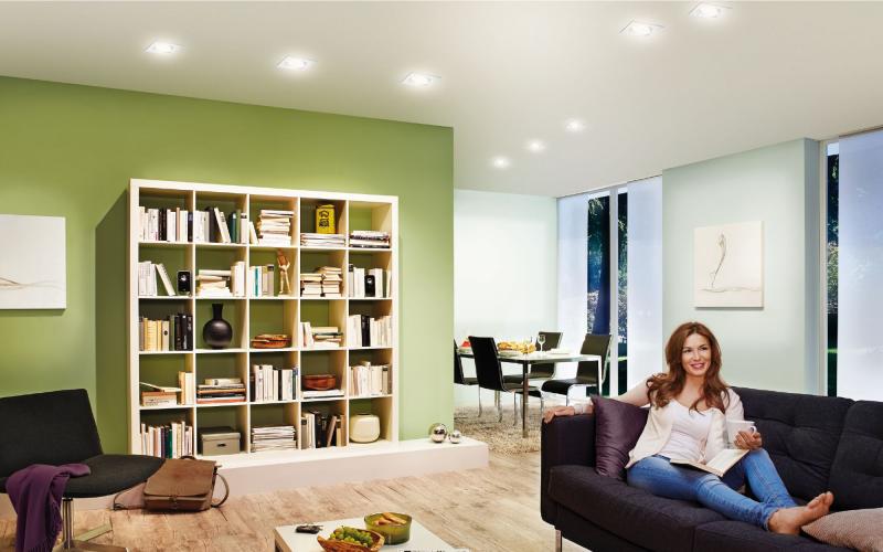 Paulmann 93471 Einbauleuchte Set Nova eckig schw LED 3-stepdim 6.5W GU10 Weiß/Alu