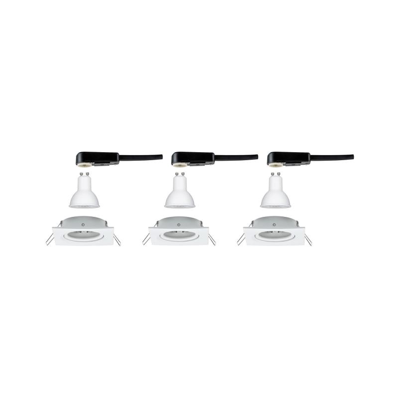 Paulmann 93472 Einbauleuchte Set Nova eckig schw LED 3-stepdim 3x6.5W GU10 Weiß/Alu