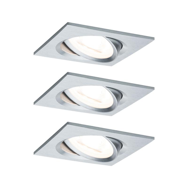 Paulmann 93474 Einbauleuchte Set Nova eckig schw LED 3-stepdim 3x6.5W GU10 Alu