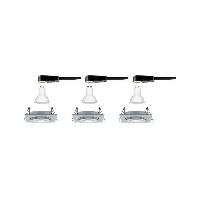 Paulmann 93474 Einbauleuchte Set Nova eckig schw LED 3-stepdim 3x6.5W GU10 Alu