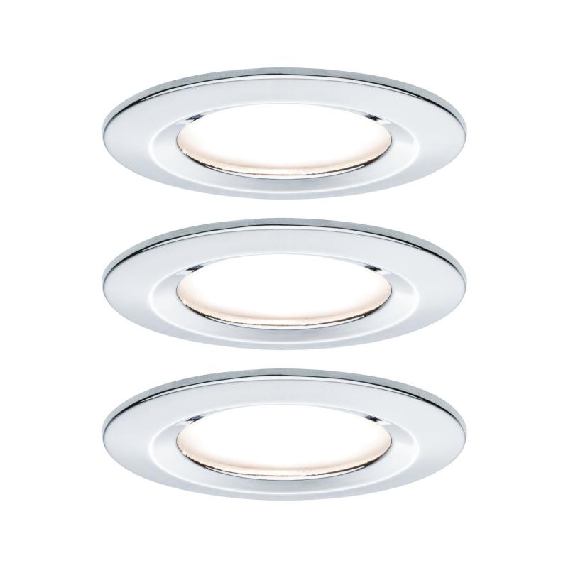 Paulmann 93481 Einbauleuchte Set Nova rd starr LED IP44 3-stepdim 3x6.5W GU10 Chrom/Alu