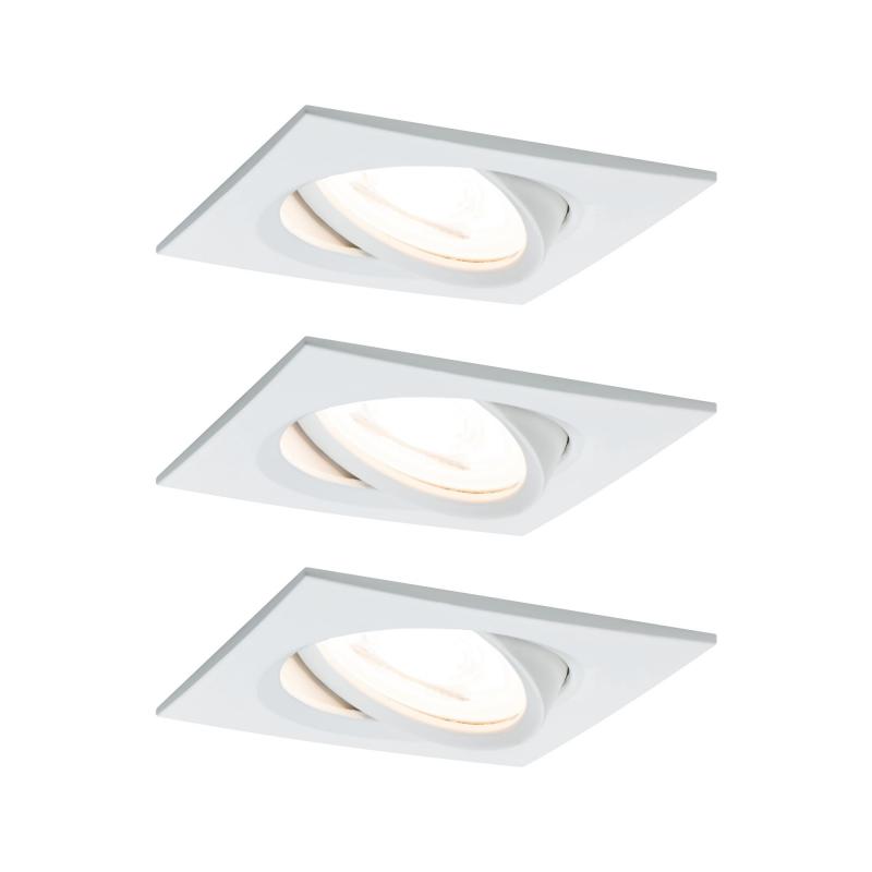 Paulmann 93490 Einbauleuchte Set Nova Coin 3-stepdim eck schw LED 3x6.5W 2700K Weiß/Alu
