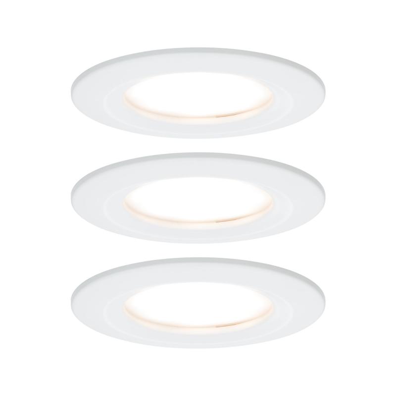 3-er Set Alu Einbauleuchten Nova Coin 3-stepdim LED warmweißes Licht Weiß Paulmann 93496