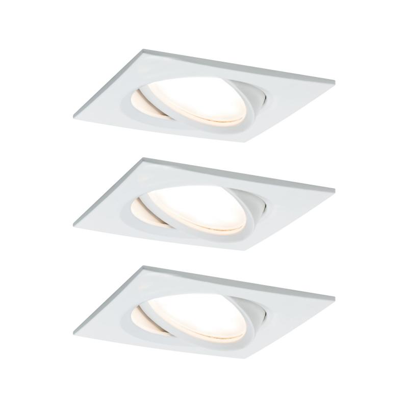 Paulmann 93678 Einbauleuchte Set Nova Plus Coin dim eckig schwenk LED 3x6.8W 633lm 2700K Weiß/Alu