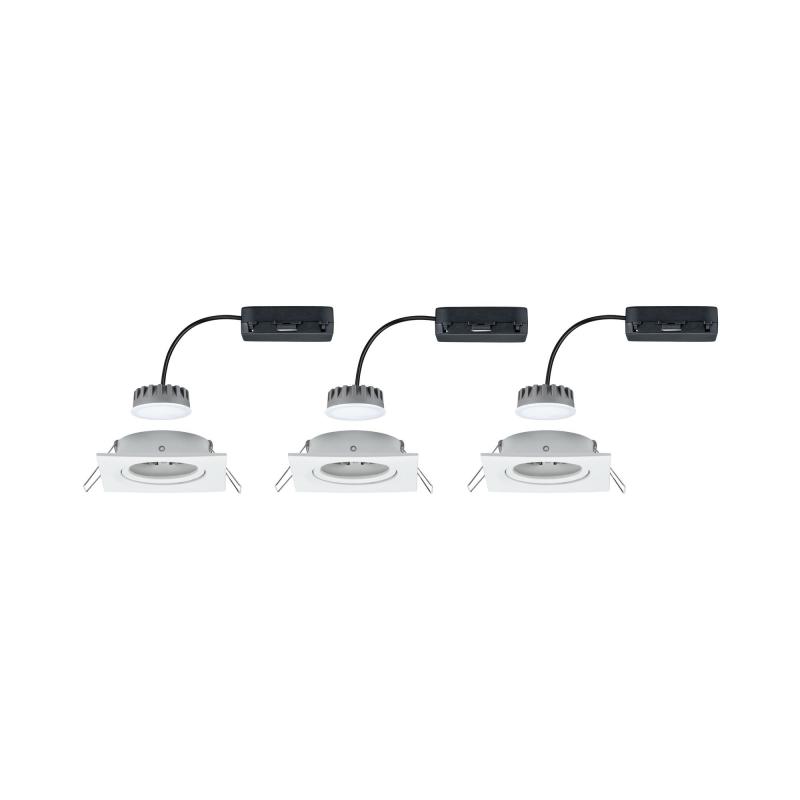Paulmann 93678 Einbauleuchte Set Nova Plus Coin dim eckig schwenk LED 3x6.8W 633lm 2700K Weiß/Alu