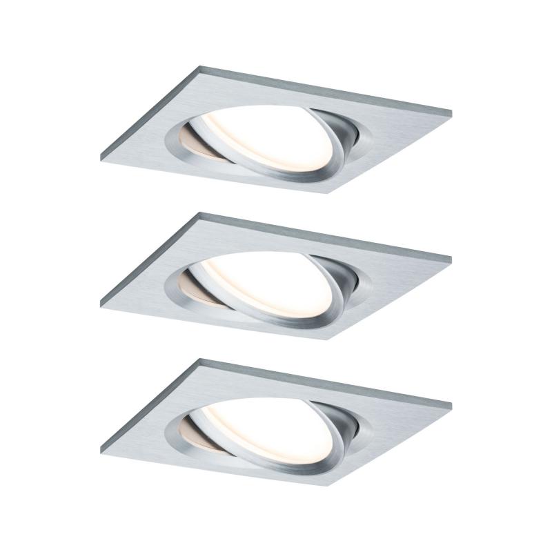 Paulmann 93680 Einbauleuchte Set Nova Plus Coin dim eckig schwenk LED 3x6.8W 633lm 2700K Alu/Alu