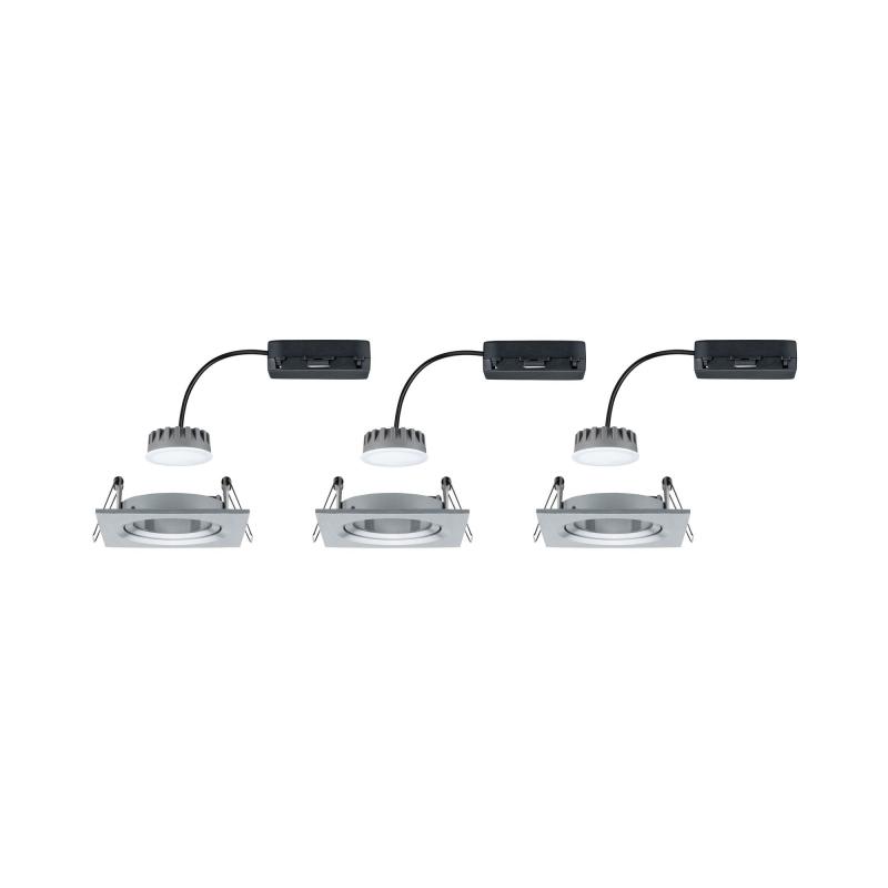 Paulmann 93680 Einbauleuchte Set Nova Plus Coin dim eckig schwenk LED 3x6.8W 633lm 2700K Alu/Alu