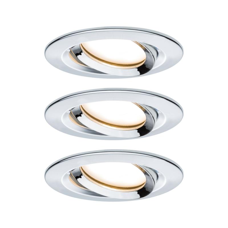Paulmann 93684 Einbauleuchte Set Nova Plus Coin dim IP65 rd schw LED 3x6.8W 633lm 2700K Chrom/Alu