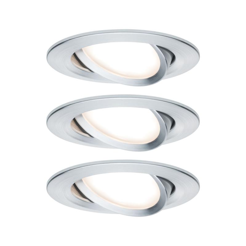 Paulmann 93903 Einbauleuchte Set Nova Plus Coin dim rund schwb LED 3x6W 2700K Alu