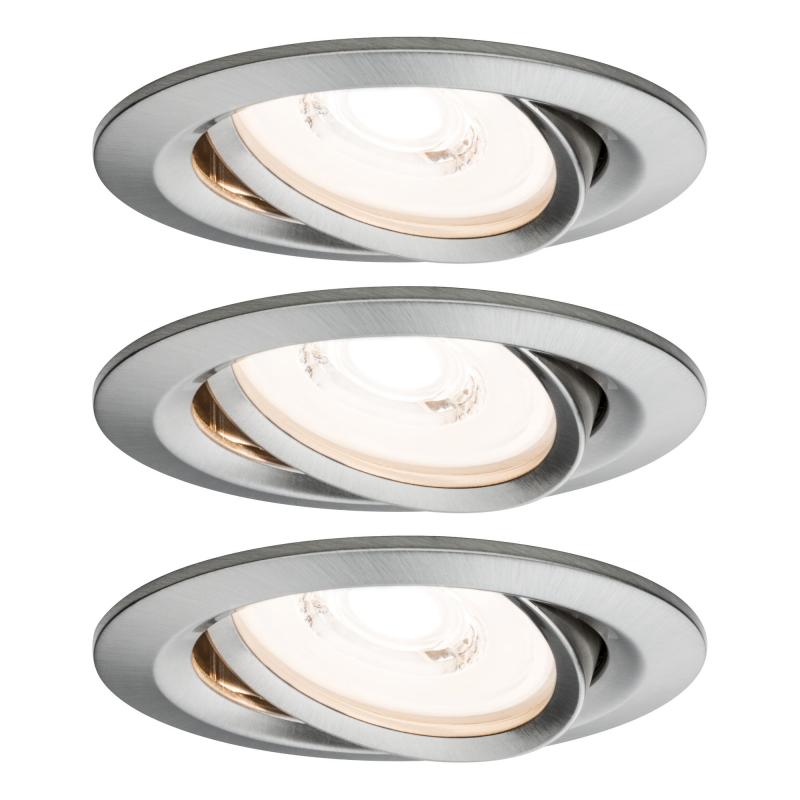 Paulmann 93944 Premium Einbauleuchte Set Reflector Coin rd schwb. dimmbar LED 3x6.8W Eisen
